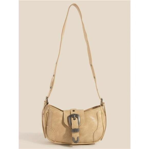 Fame Western Buckle Accent Multi Panel Shoulder Bag - Picture 1 of 3